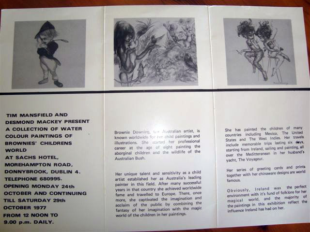 The catalogue of Brownie's Dublin Exhibition in 1977