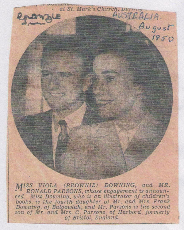 The announcement of Brownie's engagement to Mr Ronald Parsons