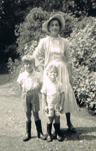 Brownie Downing with her children, Charles and Tim